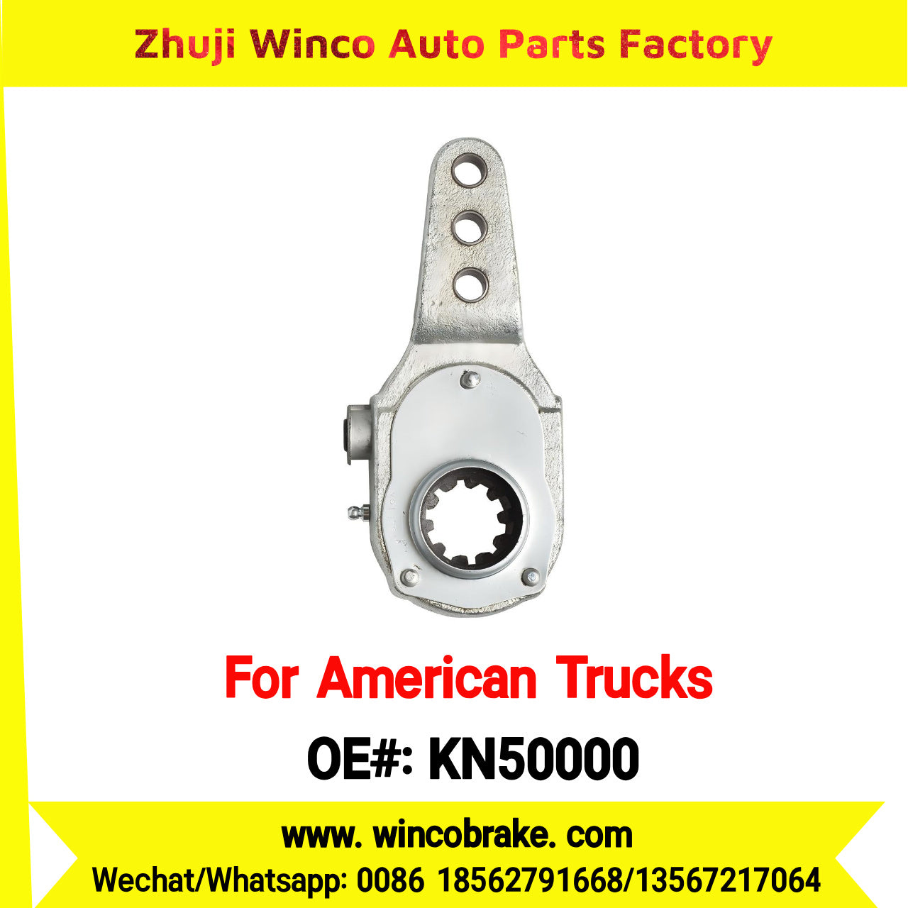 Winco OEM KN50000 Manual Brake Slack Adjuster MERITOR AXLE Truck Trailer LH 3 Holes 10 Spline Brake Systems Accessory American Trucks Type To Replace Haldex KN50000