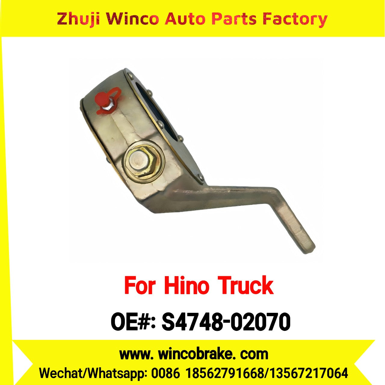 Winco OEM S4748-02070 Manual Slack Adjuster for Suit to Japanese Hino Trucks Front Left 14 Teeth Spare Parts to Fit Trailer for Southeast Asia Market
