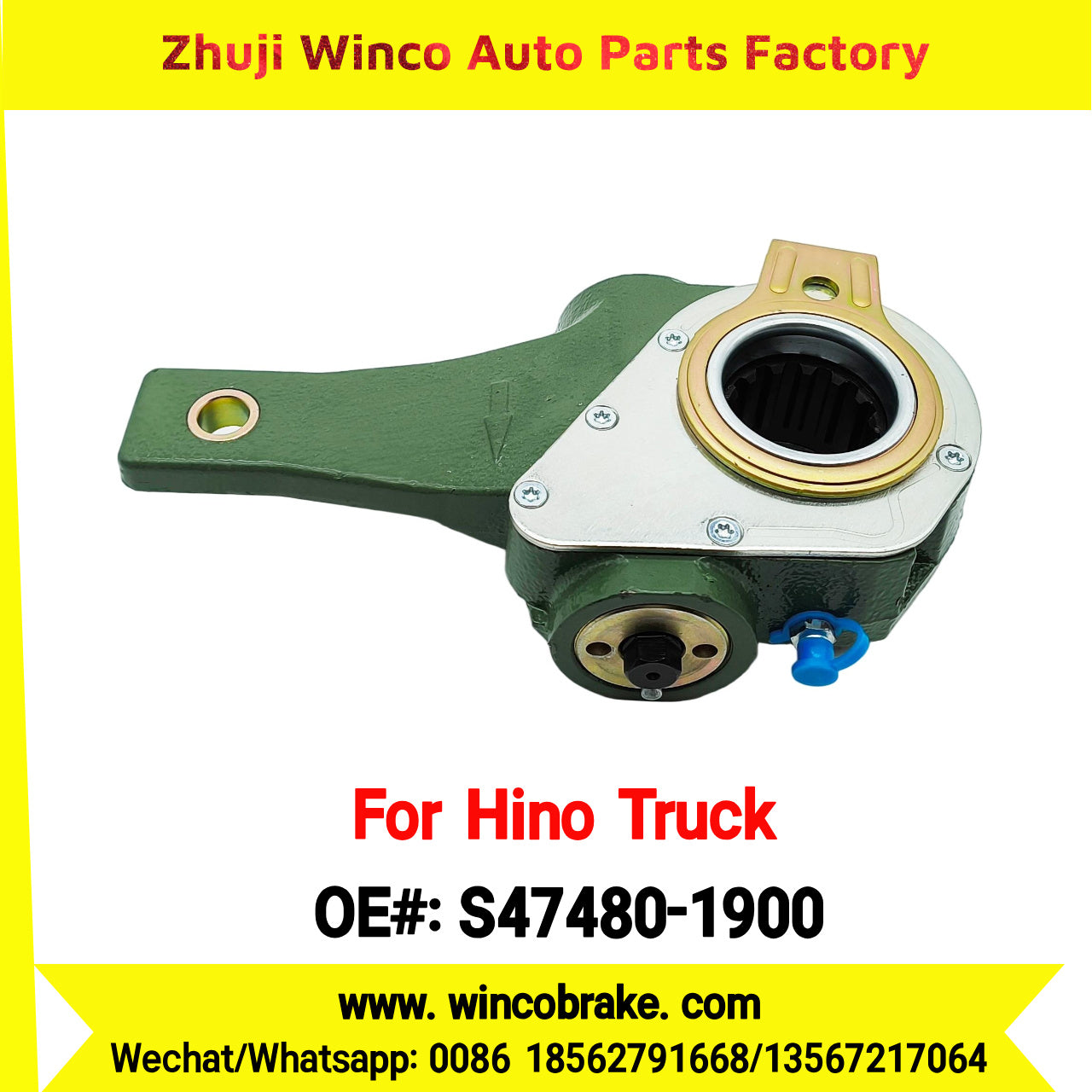 Winco OEM S47480-1900 Automatic Slack Adjuster Suit to Japanese HINO Truck 1 Hole 14 Teeth Spare Parts To Replace Haldex Slack Adjuster Hino 700