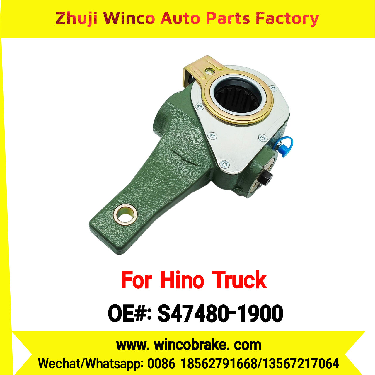 Winco OEM S47480-1900 Automatic Slack Adjuster Suit to Japanese HINO Truck 1 Hole 14 Teeth Spare Parts To Replace Haldex Slack Adjuster Hino 700